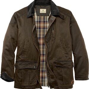Legendary Whitetails Men's Dark Brown Waxed Military Jacket- Large